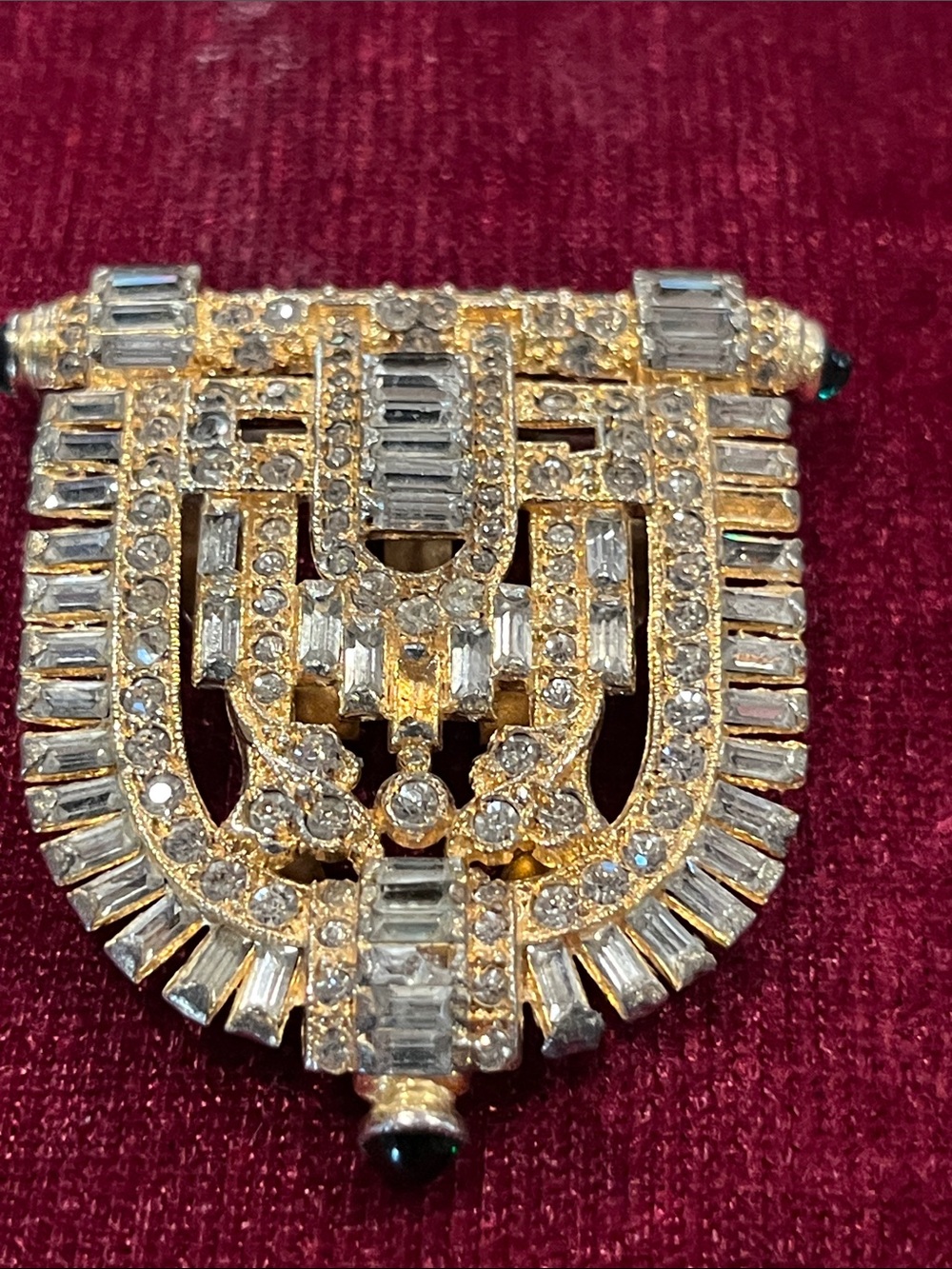 Vintage Art Deco Rhinestone Fur Clip
